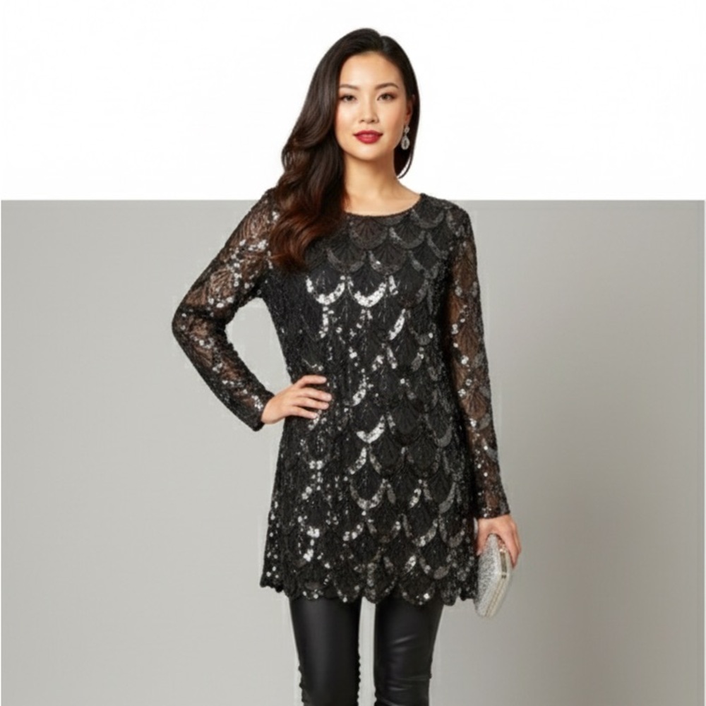 VTG Creative Creations Sequin Embellished Top/Mini Dress